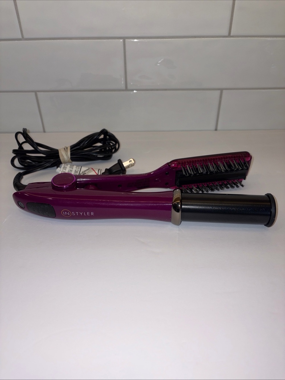 Instyler Rotating Hot Iron Hair Straightener 1.25" Purple IS2.2-1001 Working